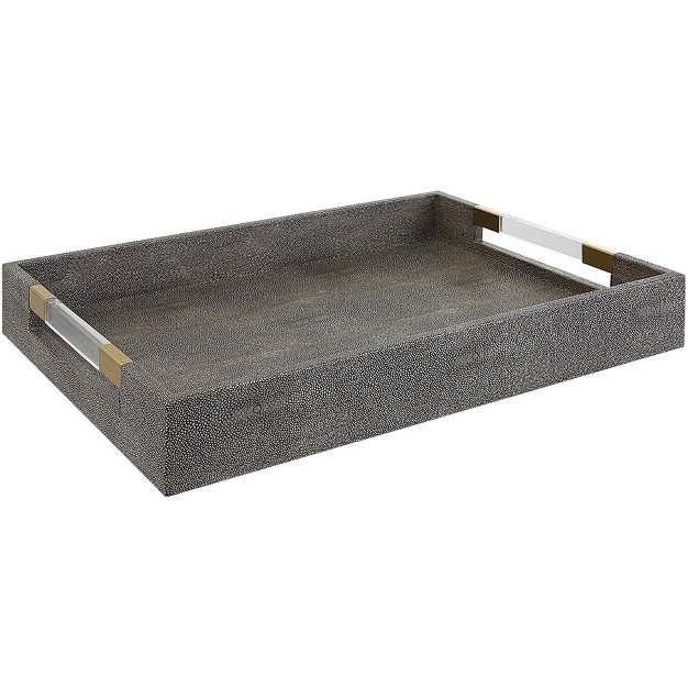 Uttermost Wessex Gray Faux Shagreen Decorative Tray With Handles