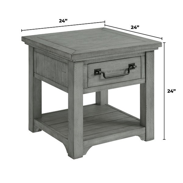 Beach House Dove Grey Solid Wood 1-Drawer End Table