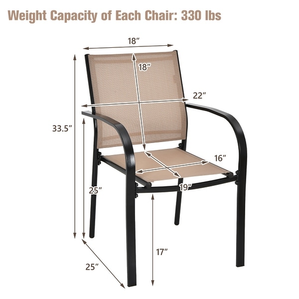 Set of 2 Outdoor Patio Chairs Stackable Bistro Chairs with Armrests