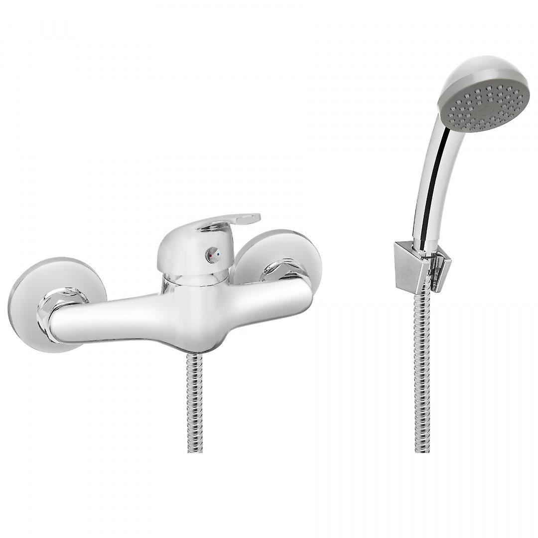 Chrome Bathroom Mixer Shower Kit Set Wall Mounted Showering Faucet with Handle