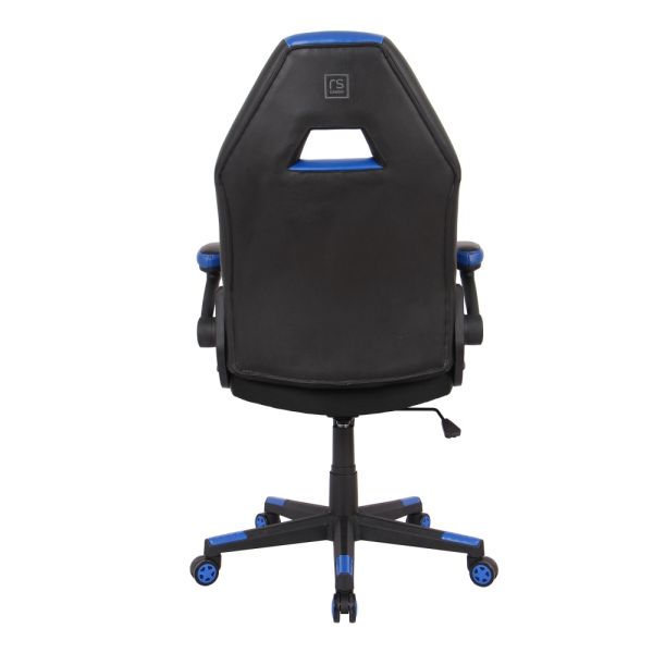 RS Gaming RGX Faux Leather High-Back Gaming Chair， Black/Blue， BIFMA Certified