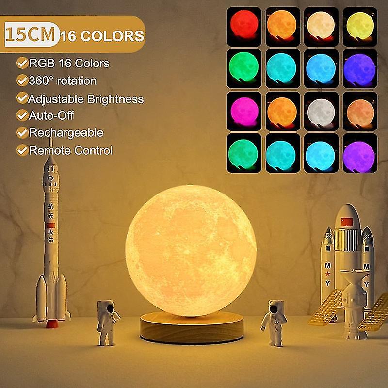 Creative 3d Moon Night Lamp 360 Rotating Lunar Night Light For Home Office Room Touch Control 3 Or 16 Colors Led Desktop Lamp