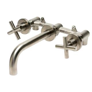 ALFI BRAND 8 in. Widespread 2-Handle Wall Mount Bathroom Faucet in Brushed Nickel AB1035-BN