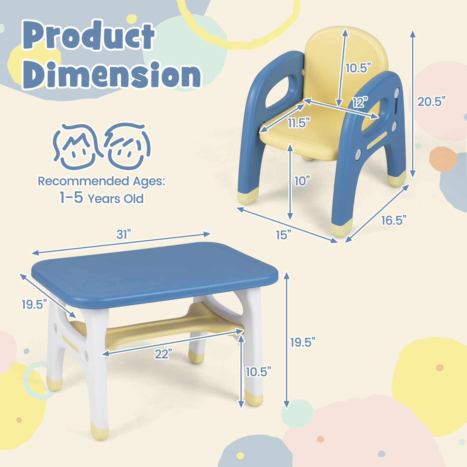 Costzon Kids Table and Chair Set w/Montessori Toys