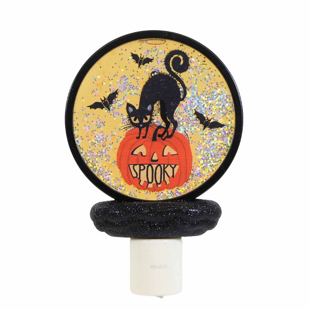 Ganz Black Cat Night Light One Halloween Nightlight 6 25 Inches Black Cat Pumpkin Mh190311 Acrylic Black