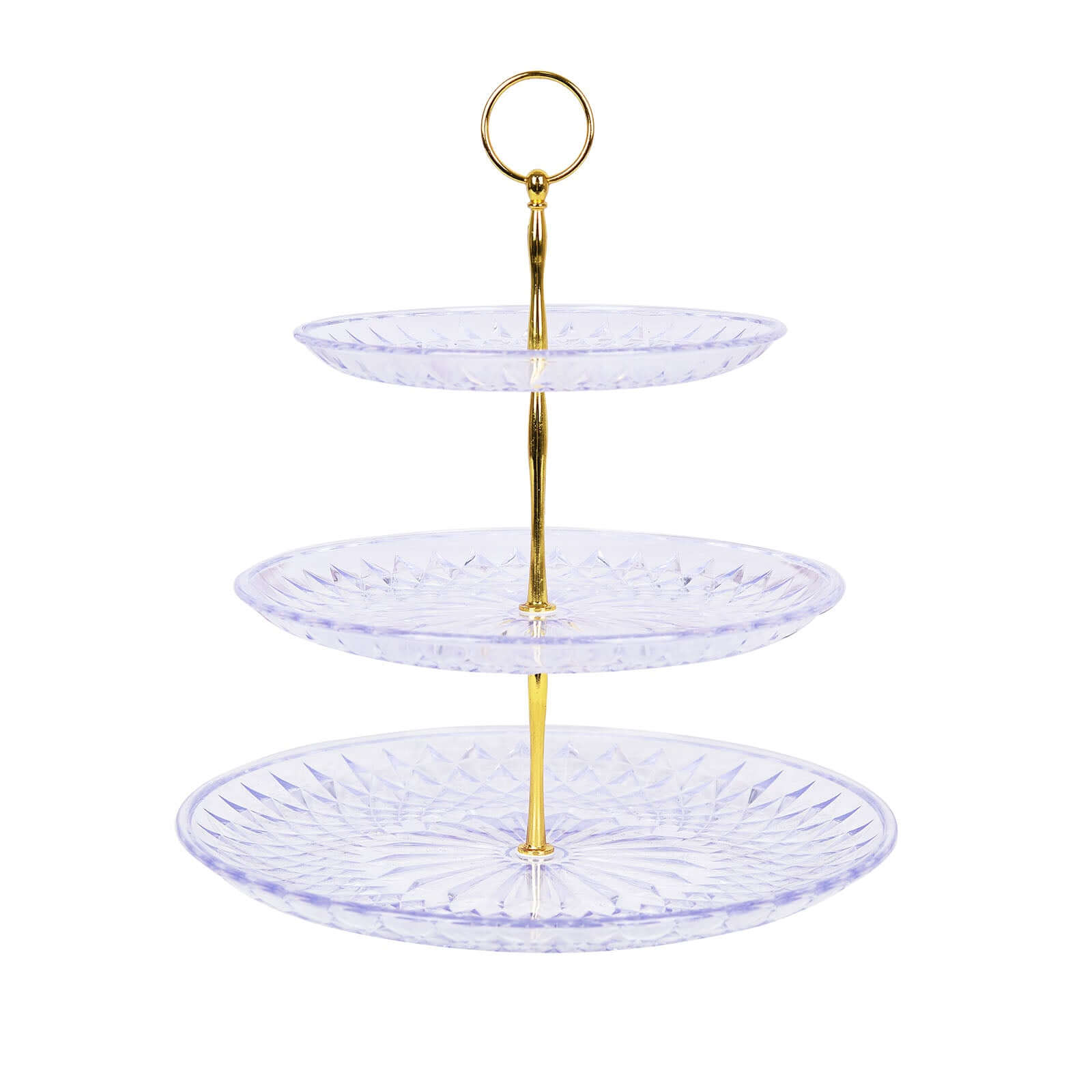 3-Tier Clear Gold Sunflower Cut Cupcake Stand, Dessert Holder 12