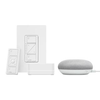 Lutron Caseta Smart Lighting Dimmer Switch Starter Kit w Google Home Mini Chalk (CASETA1W-GMCHLK) CASETA1W-GMCHLK