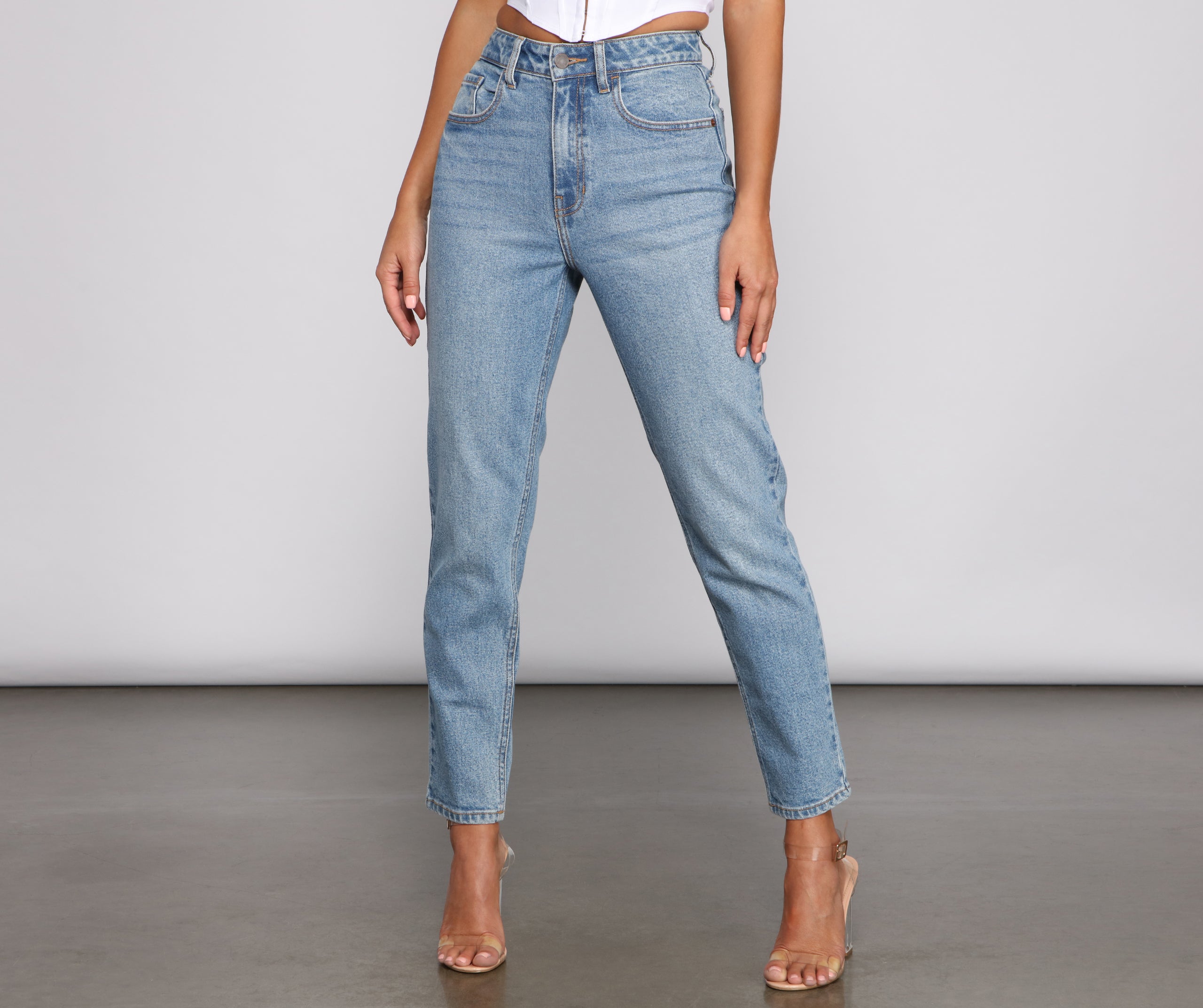 High-Rise Slim Straight Jeans