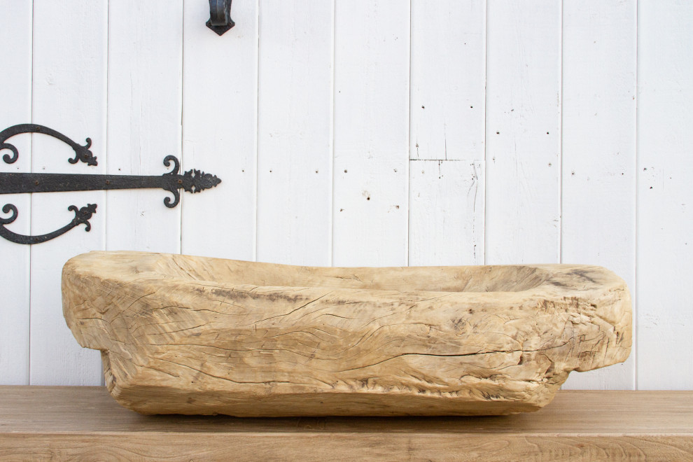 Massive Antique Bleached Wood Trough Planter   Rustic   Outdoor Pots And Planters   by De cor  Houzz