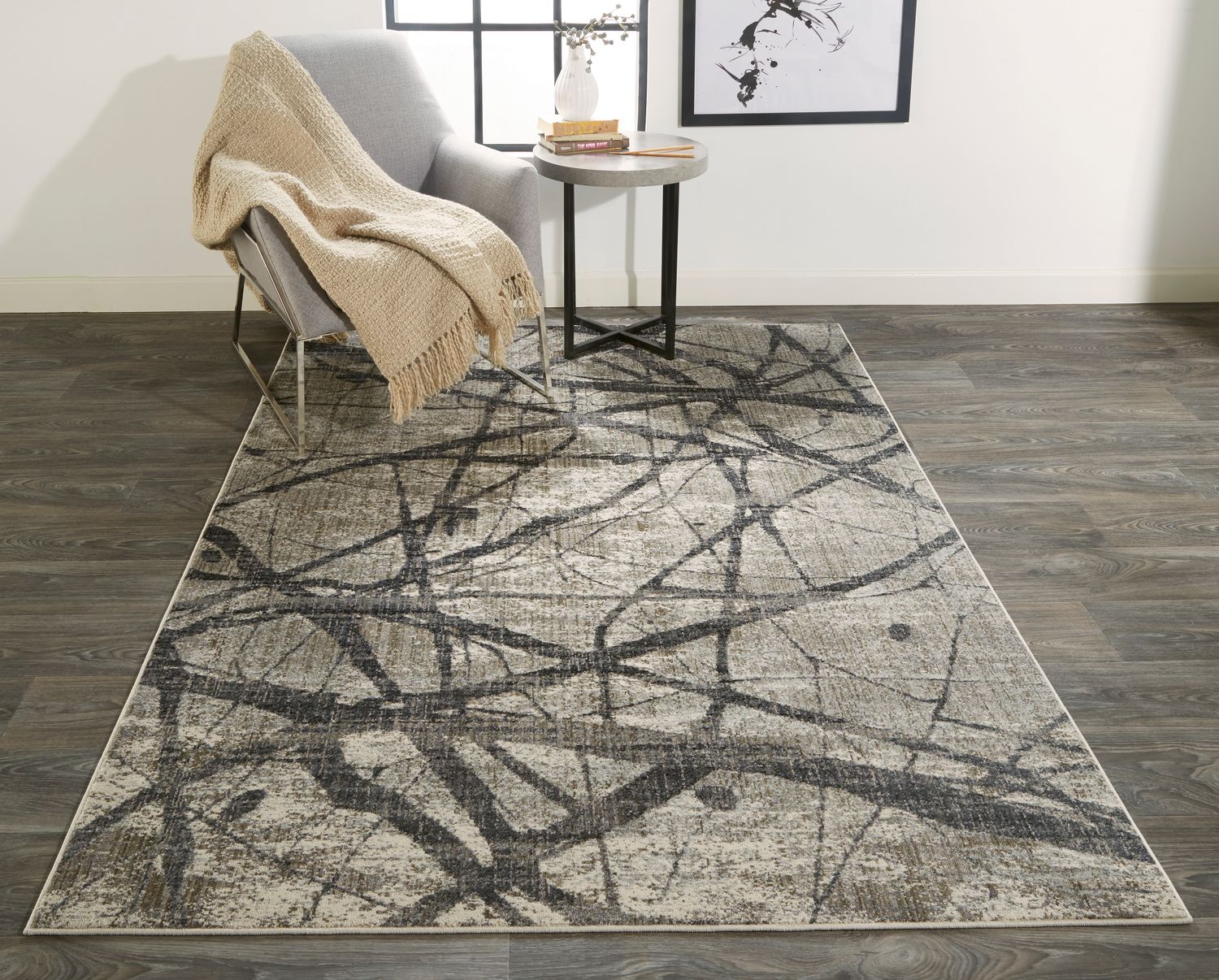 Kiba Warm Gray and Charcoal Rug by BD Fine