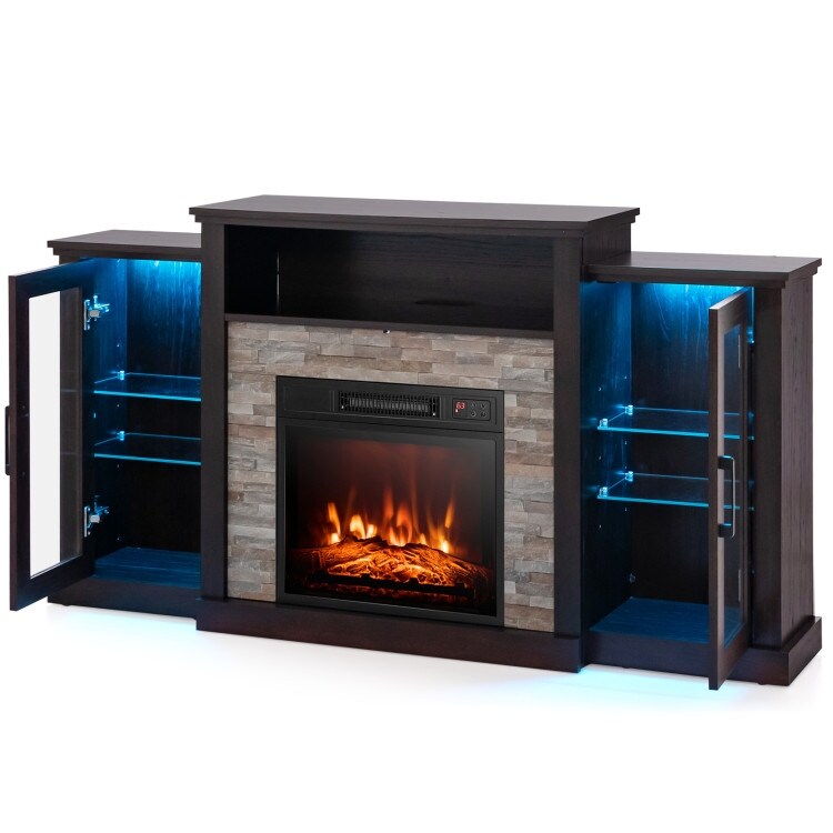 FireplaceTV Stand with 16 Color Led Lights for TVs up to 65 Inch   59\