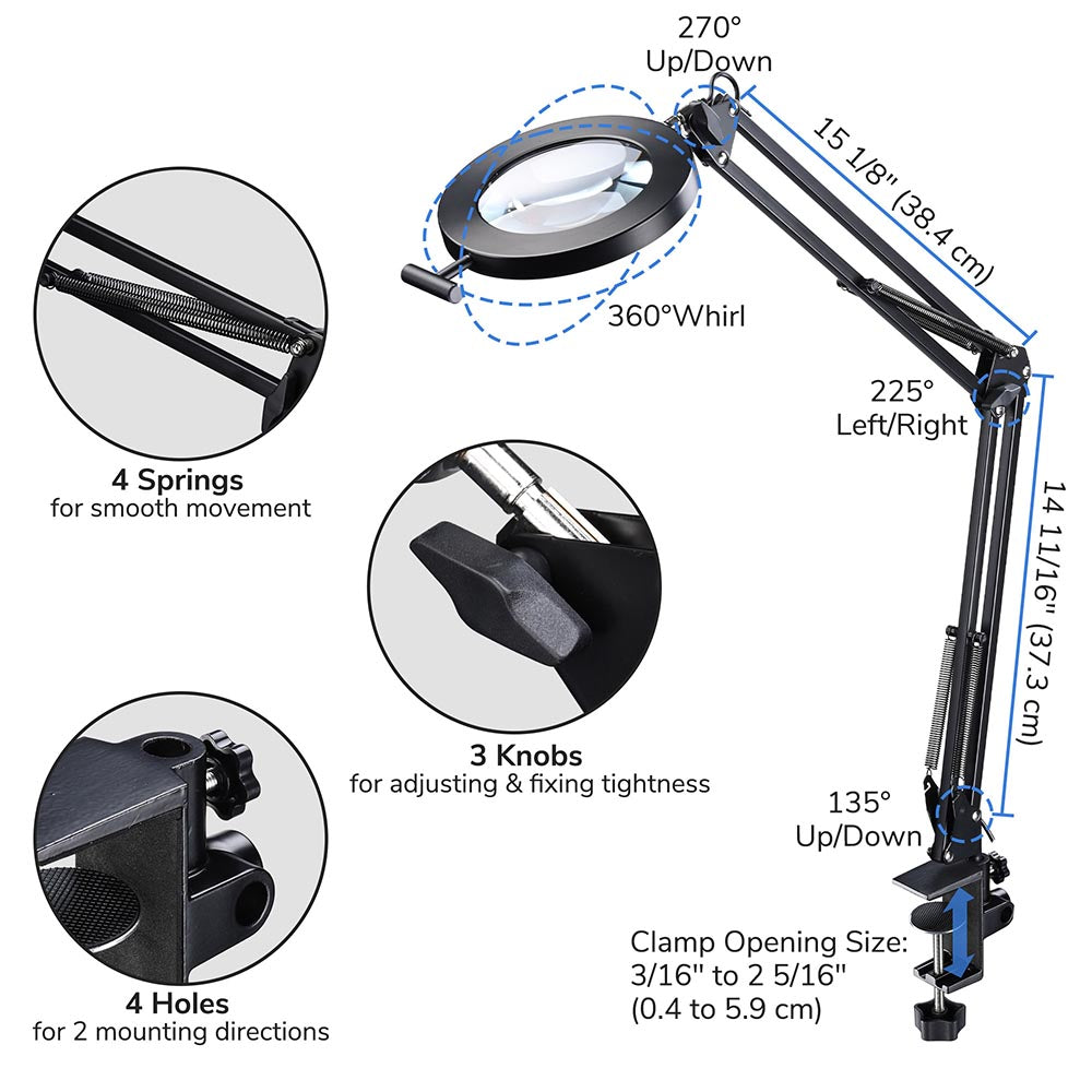 Yescom Magnifying Lamp 5x 5-Diopter Facial Magnifier