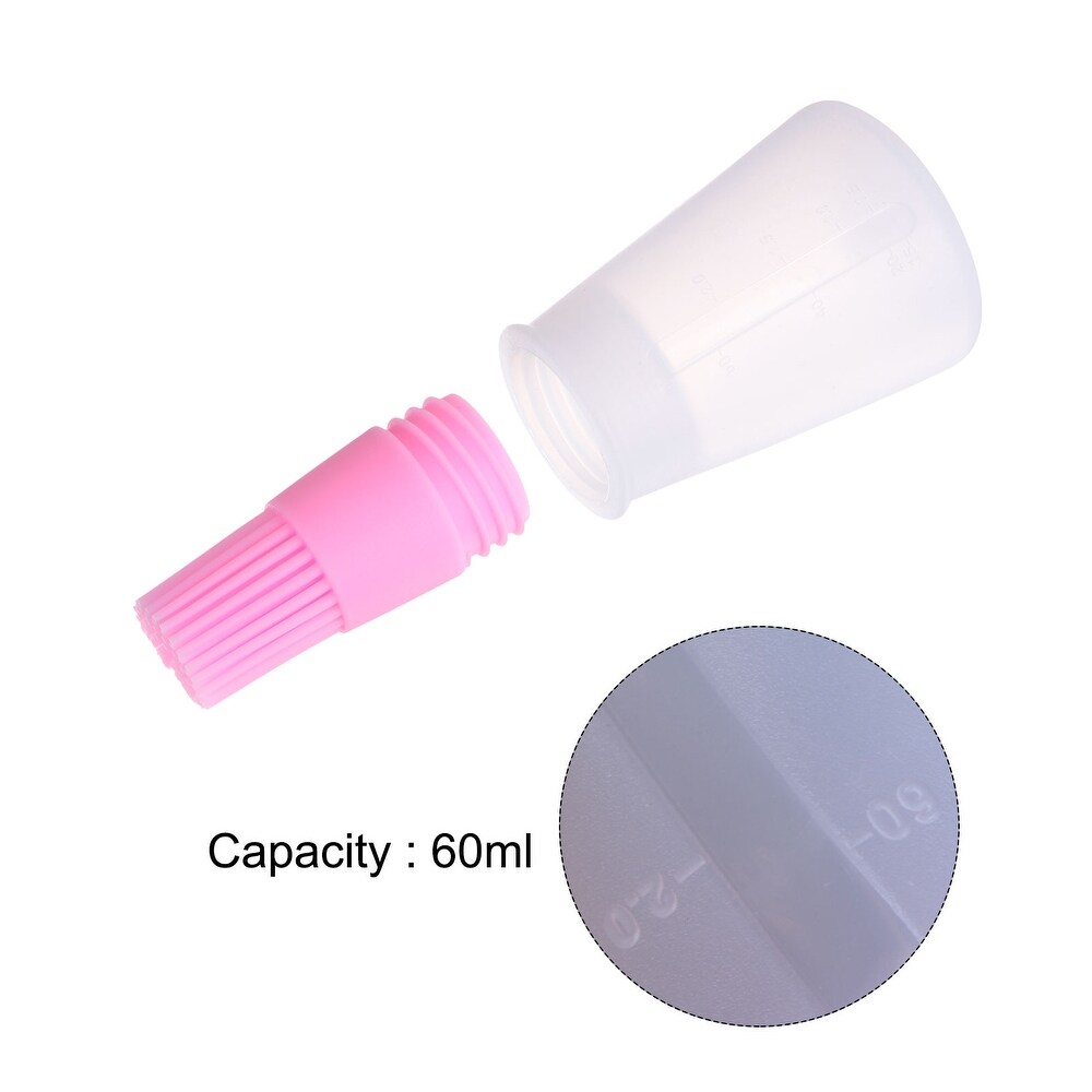 Silicone Pressing Bottle Oil Brush with Cap for Barbecue Cooking Baking  Pink
