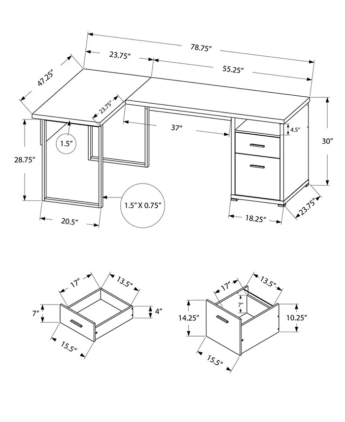 Monarch Specialties Computer Desk - 80 L Top Left-Right Facing