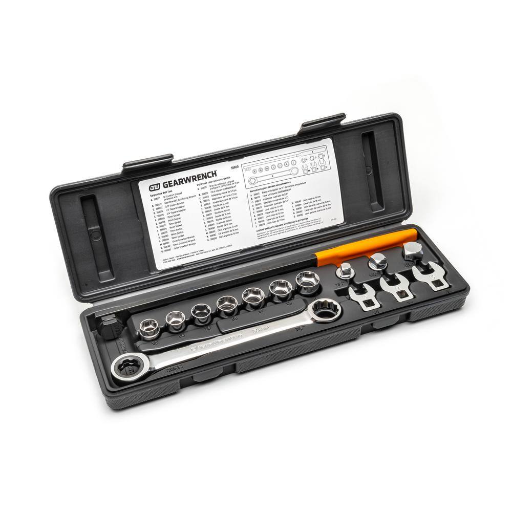 GEARWRENCH Ratcheting Wrench Serpentine Belt Tool and Socket Set (15-Piece) 3680D