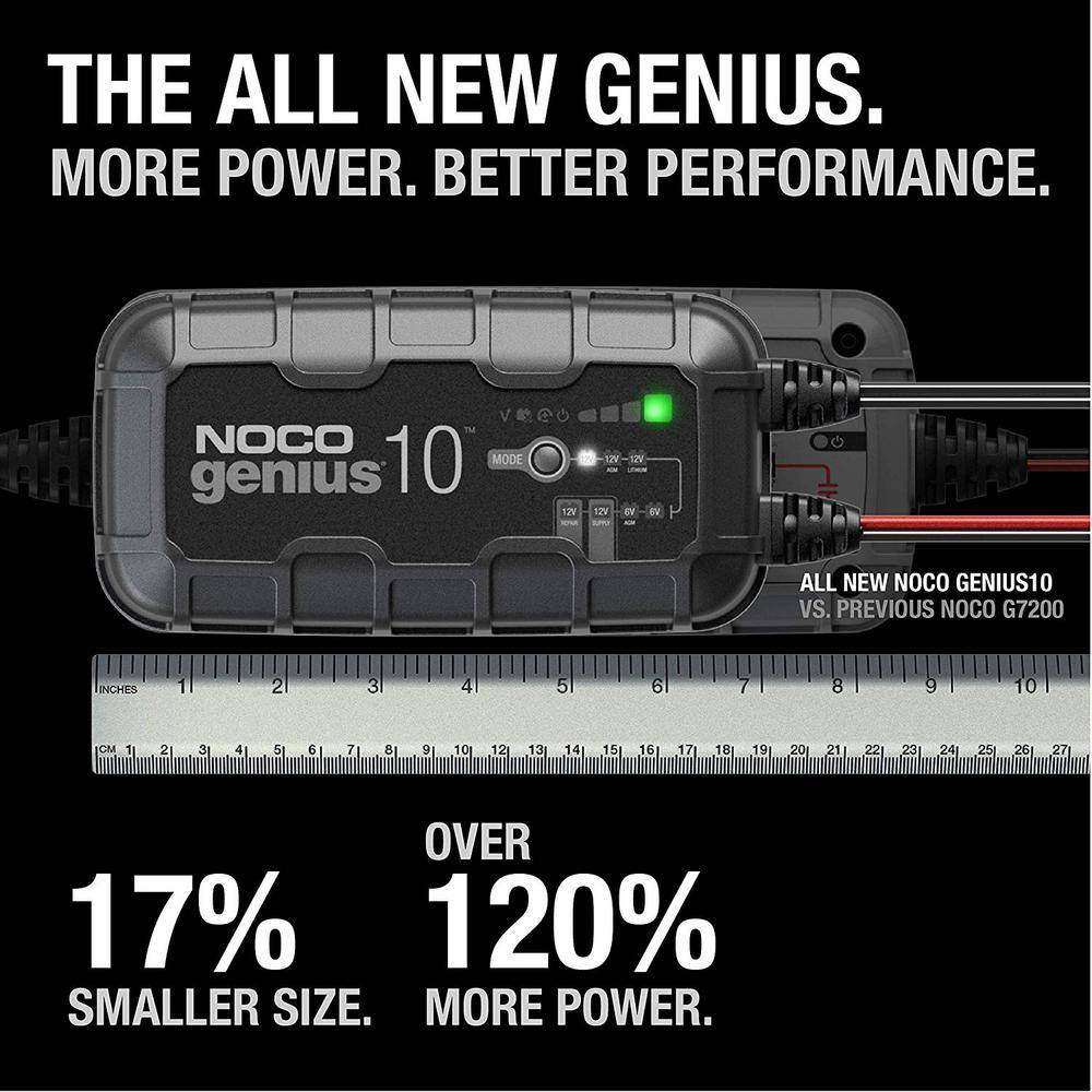 NOCO GENIUS GENIUS10 10-Amp Fully-Automatic Smart Charger 6V  12V Battery Charger  Battery Maintainer Genius10