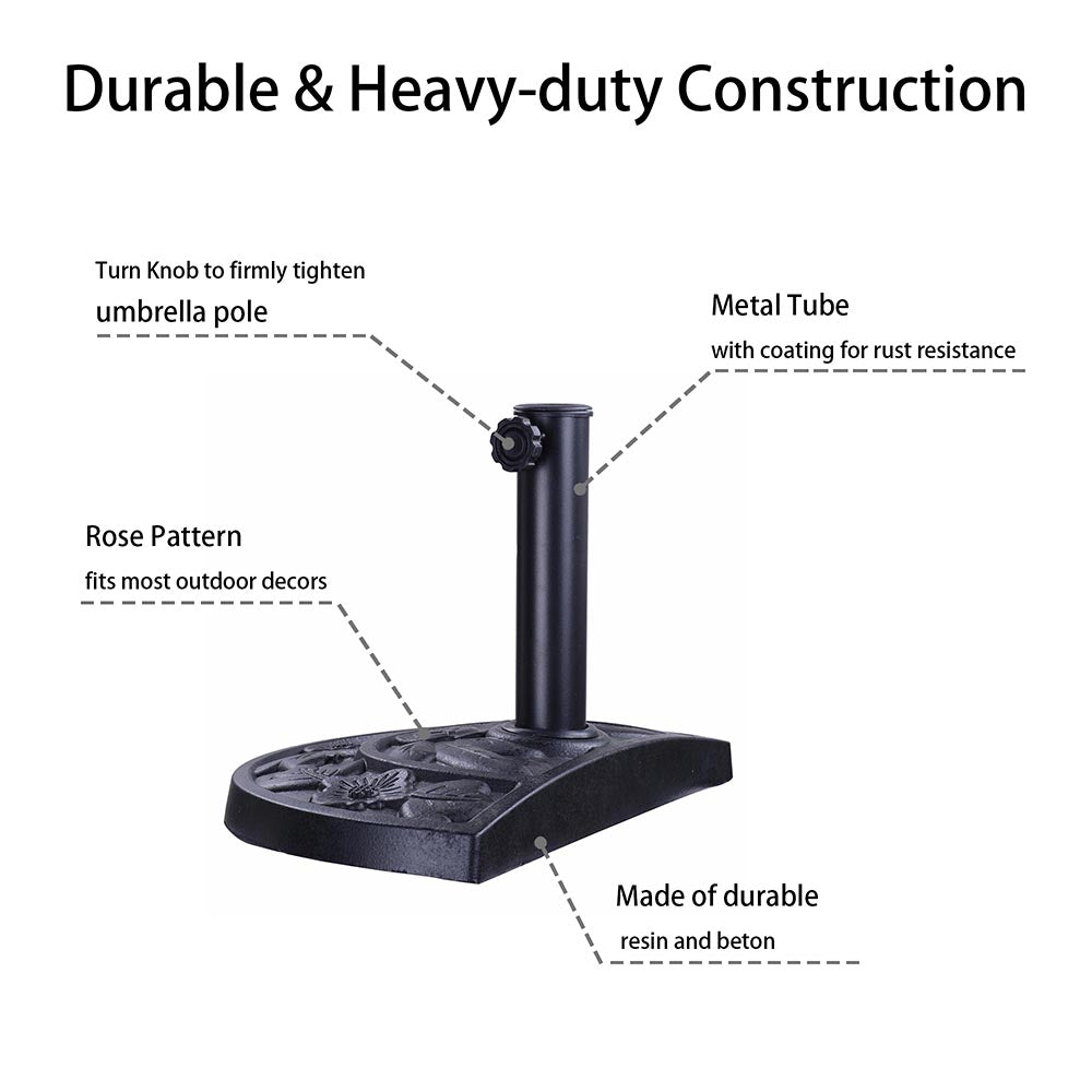 Yescom Patio Half Round Umbrella Base Stand 20Lb