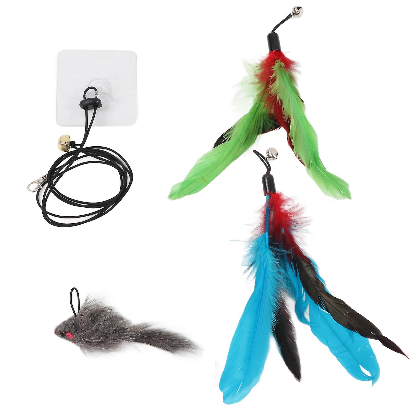 Hanging Funny Cat Toy Interactive Feather Mouse Teaser Cat Toy For Indoor And Outdoor Activitiesstick Hook