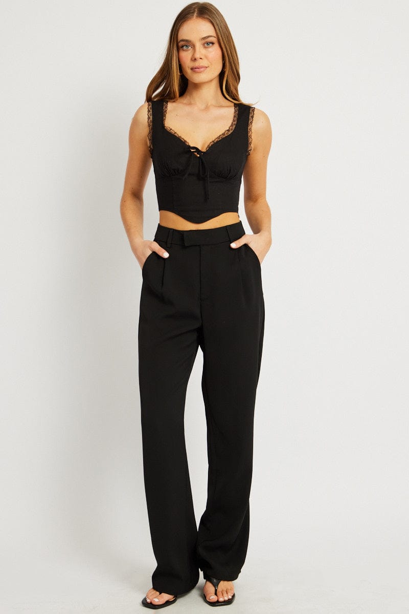 Black Wide Leg Pants Mid Rise