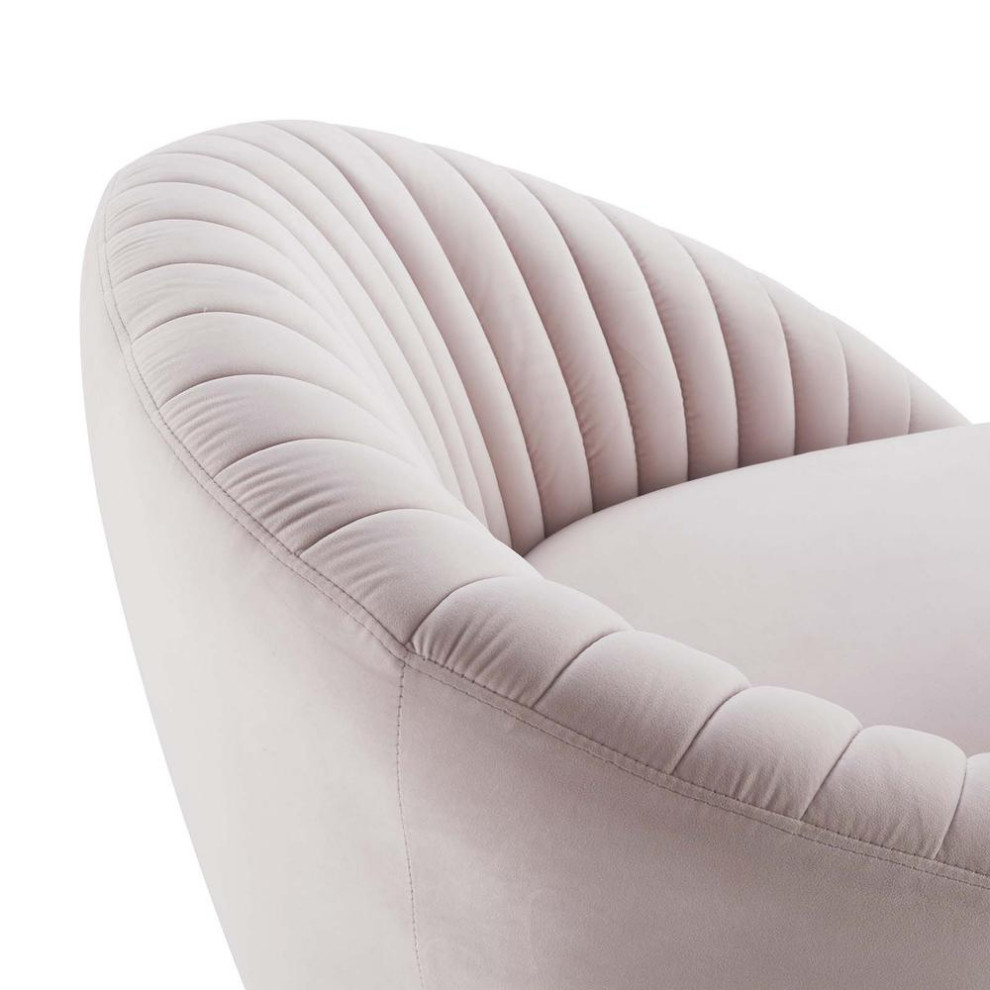 Whirr Tufted Performance Velvet Performance Velvet Swivel Chair   Gold Pink...   Contemporary   Hammocks And Swing Chairs   by BisonOffice  Houzz