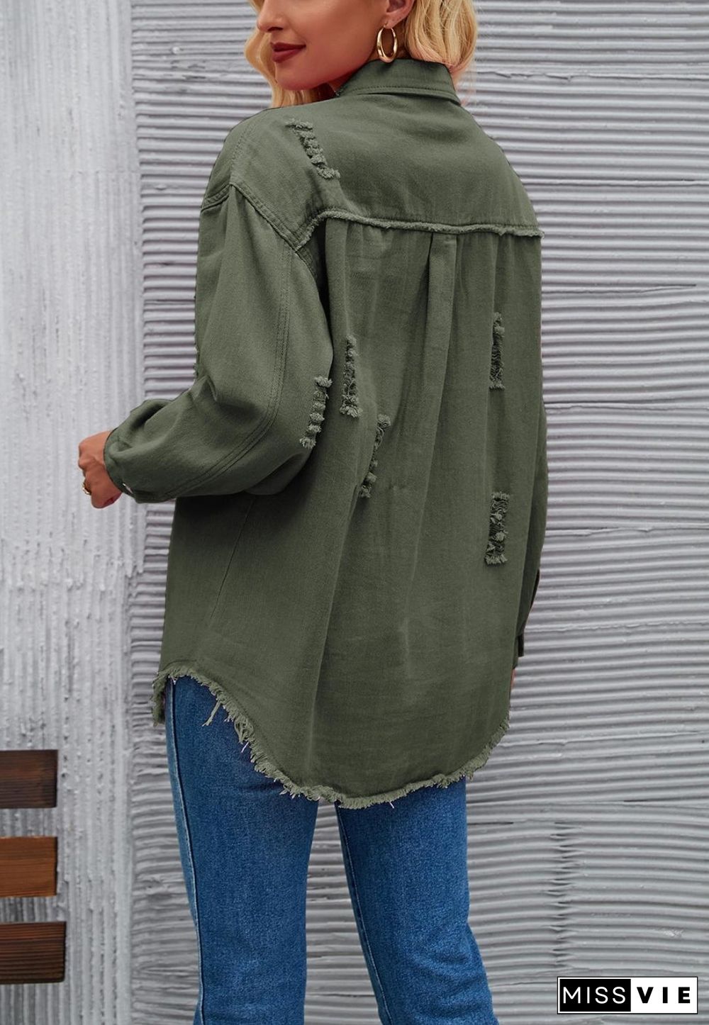 Solid Color Distressed Jacket