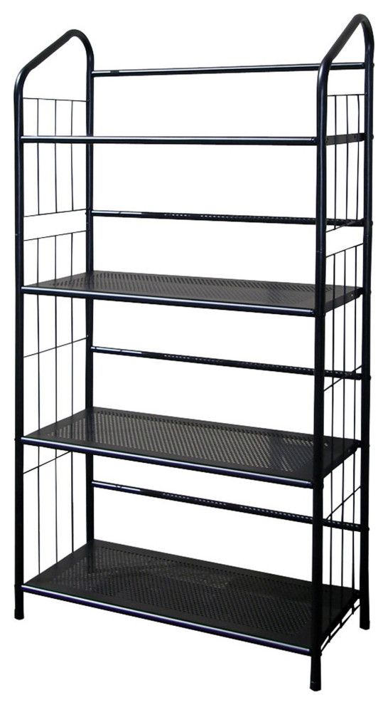 Black Four Shelf Metal Standing Book Shelf   Industrial   Bookcases   by HomeRoots  Houzz