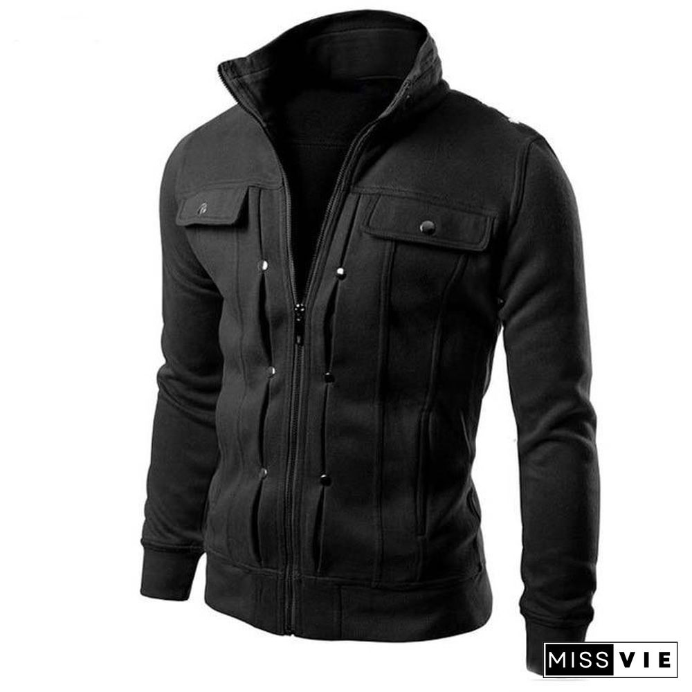 Quality Brand Button JACKET COAT Men Fashion Tracksuit Sweatshirt Male Cardigan