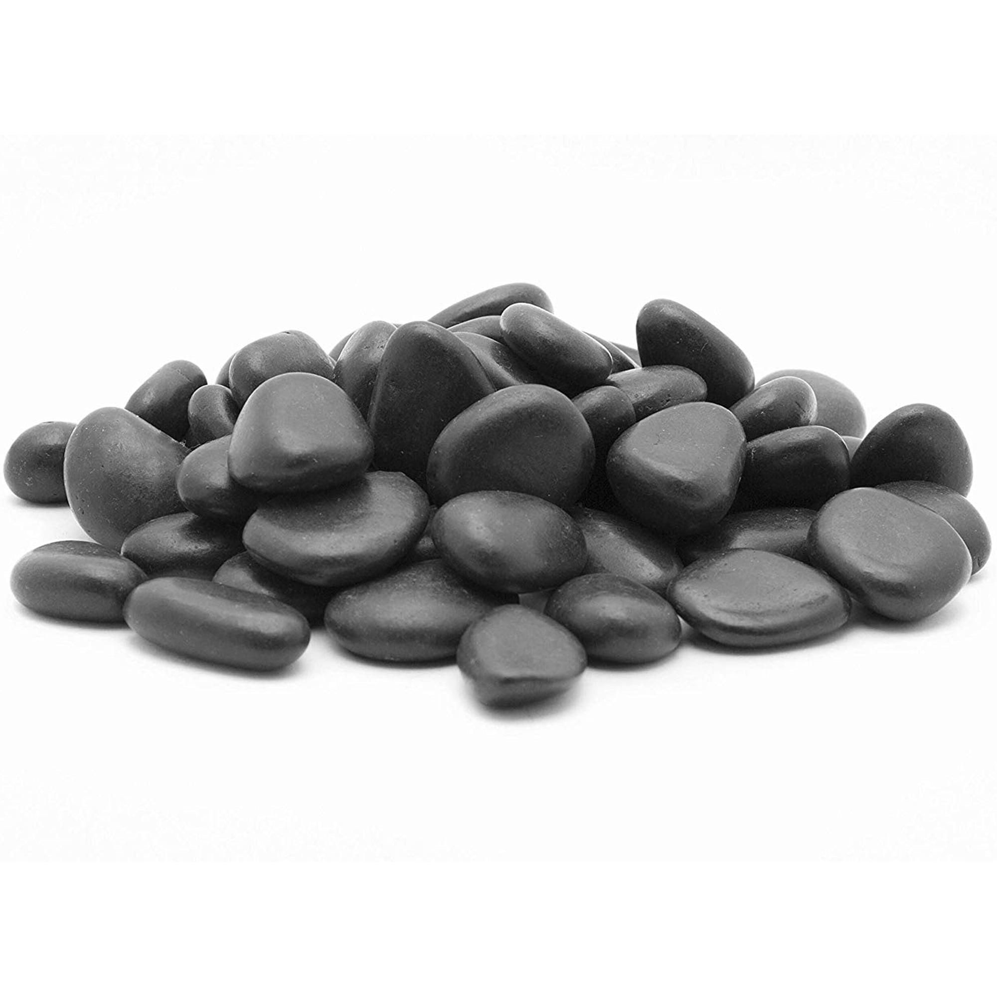 Rainforest, Outdoor Decorative Polished Pebbles, Black, 2-3", 900 lbs.