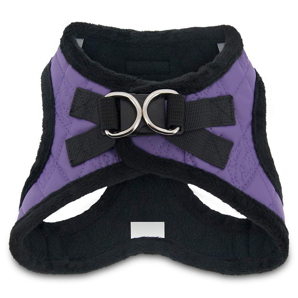 Voyager Step-in Plush Dog Harness – Soft Plush， Step in Vest Harness for Small and Medium Dogs - Purple Faux Leather， L (Chest: 18 - 20.5