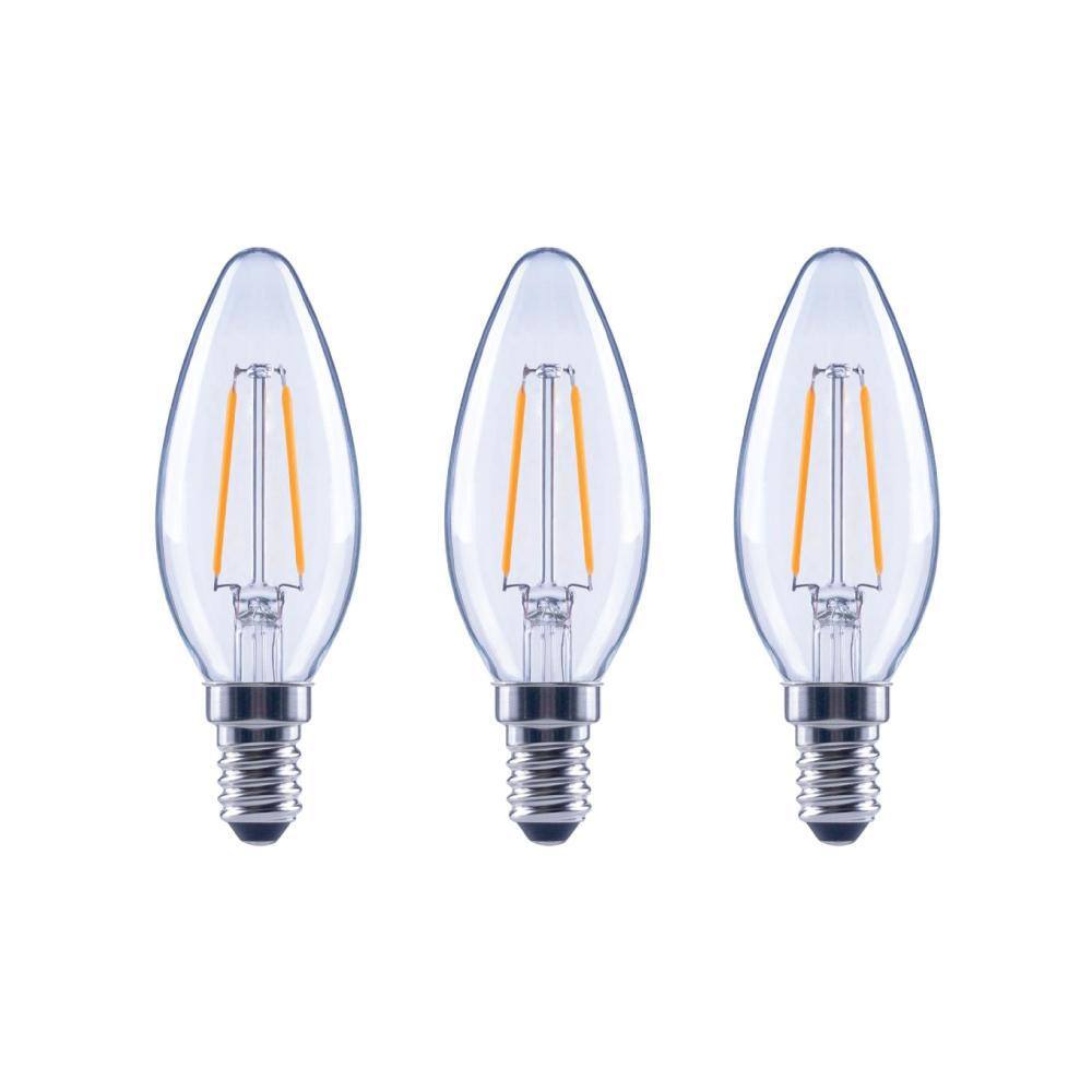 EcoSmart 25-Watt Equivalent B11 Dimmable E12 Candelabra ENERGY STAR Clear Glass Vintage LED Light Bulb Soft White (3-Pack) FG-04064