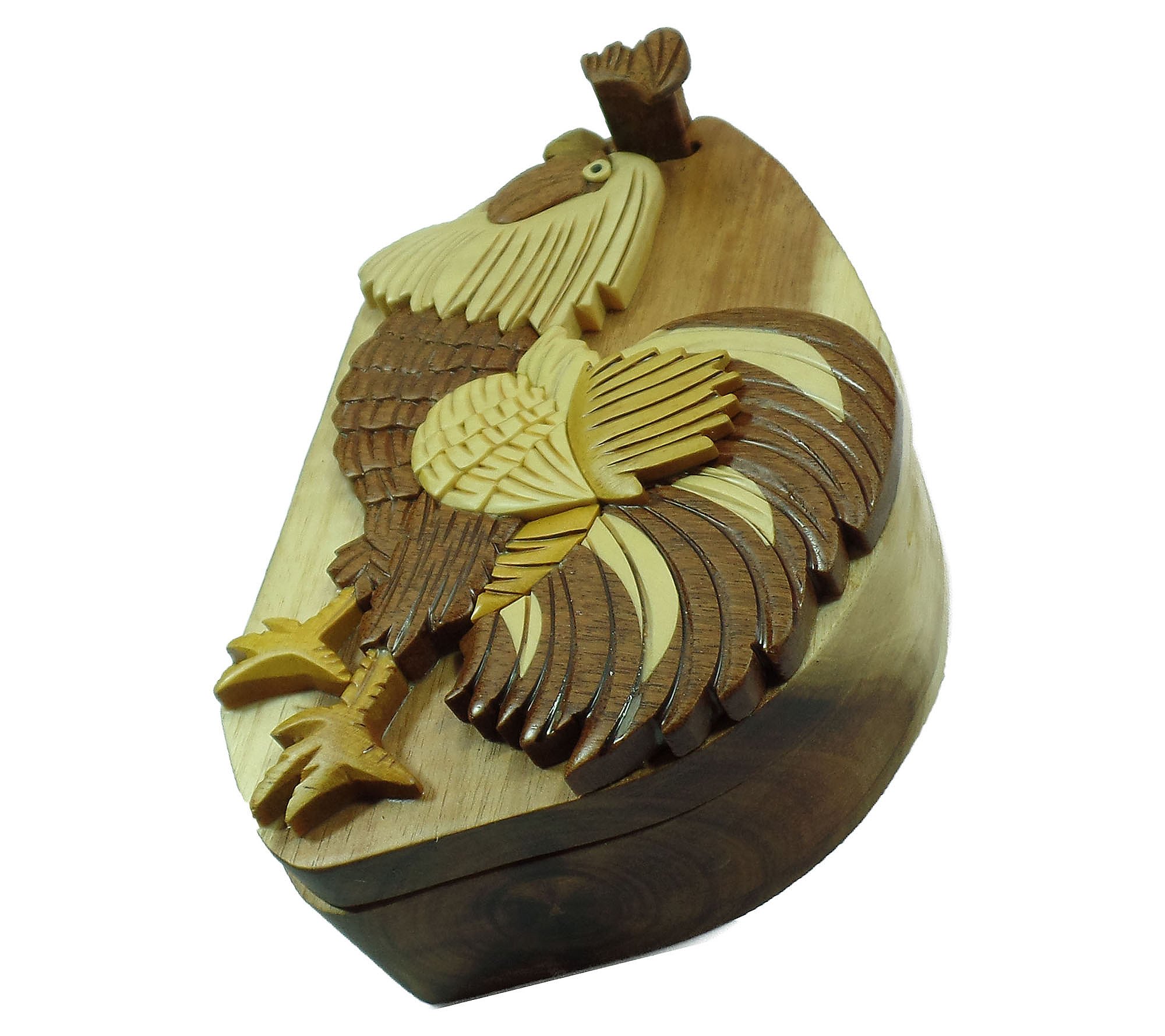 Carver Dan's Rooster Puzzle Box with Magnet Closures