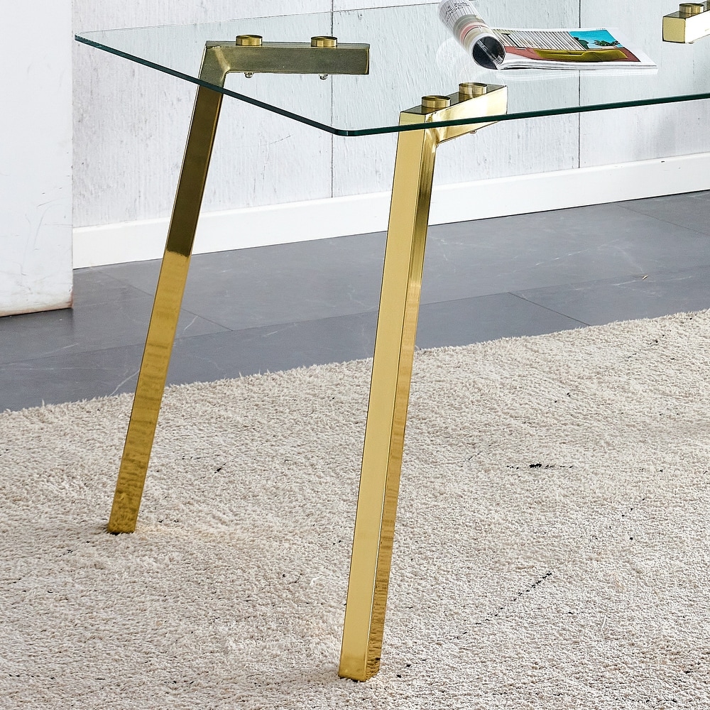 Modern Minimalist Style Rectangular Glass Dining Table