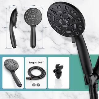 Heemli 8-Spray Patterns 4.3 in. Wall Mount Handheld Shower Head in Matte Black KDP0301B