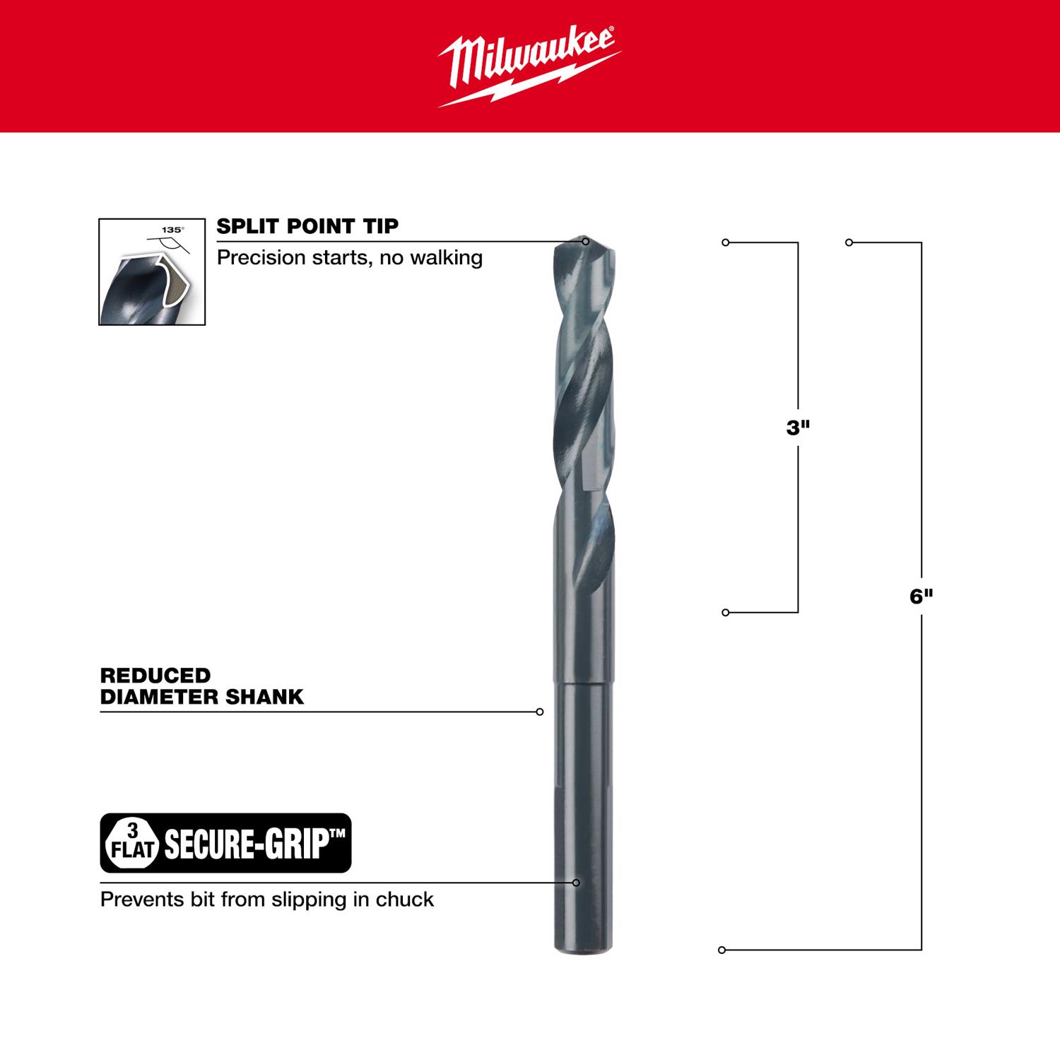 MW Thunderbolt 17/32 in. X 6 in. L Drill Bit 1 pc