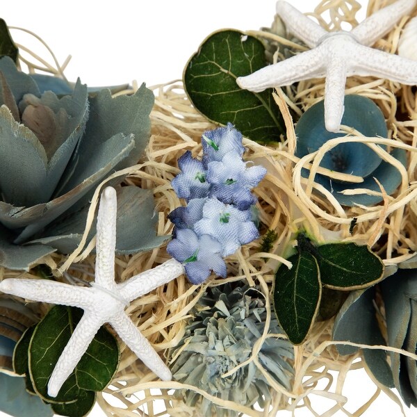 Floral Starfish and Seashells Artificial Wreath