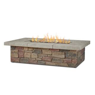 Real Flame Sedona 52 in. x 19 in Rectangle MGO Propane Fire Pit in Buff with Natural Gas Conversion Kit C11812LP-BF