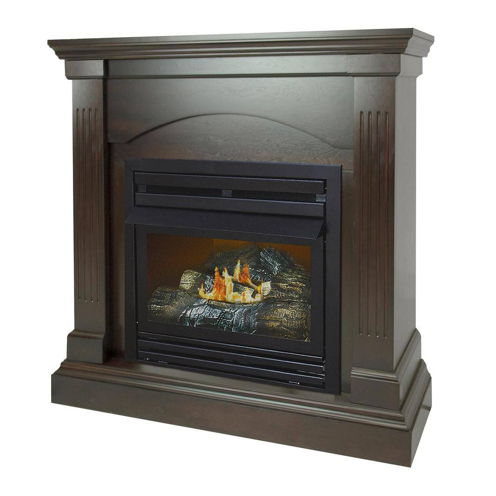 Pleasant Hearth 20000 BTU 36 in. Compact Convertible Ventless Propane Gas Fireplace in Tobacco VFF-PH20LP-2T2