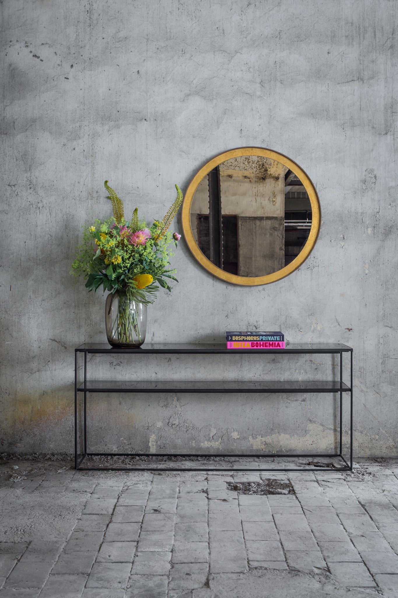 Charcoal Sofa Console - 2 Shelves