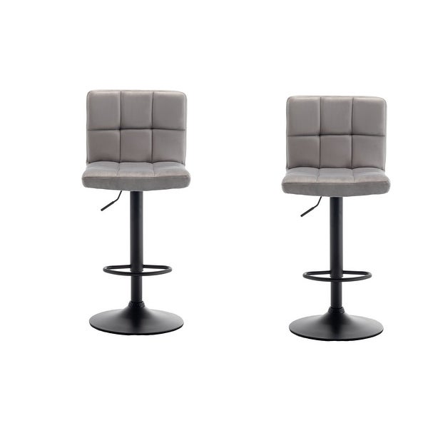 Swivel Modern Velvet Tufted Upholstered Adjustable Counter Height Barstools Gray Velvet， Set Of 2