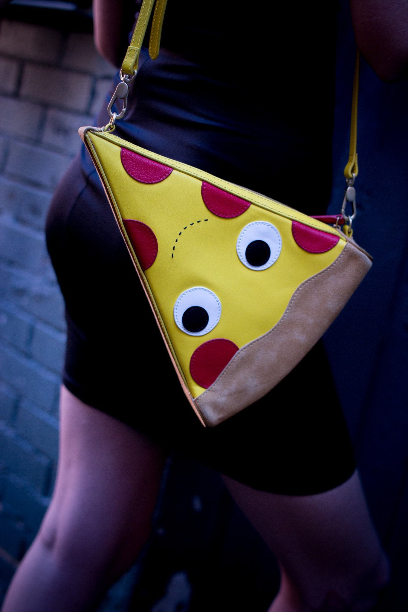 Yummy World Leather Pizza Clutch Purse Bag