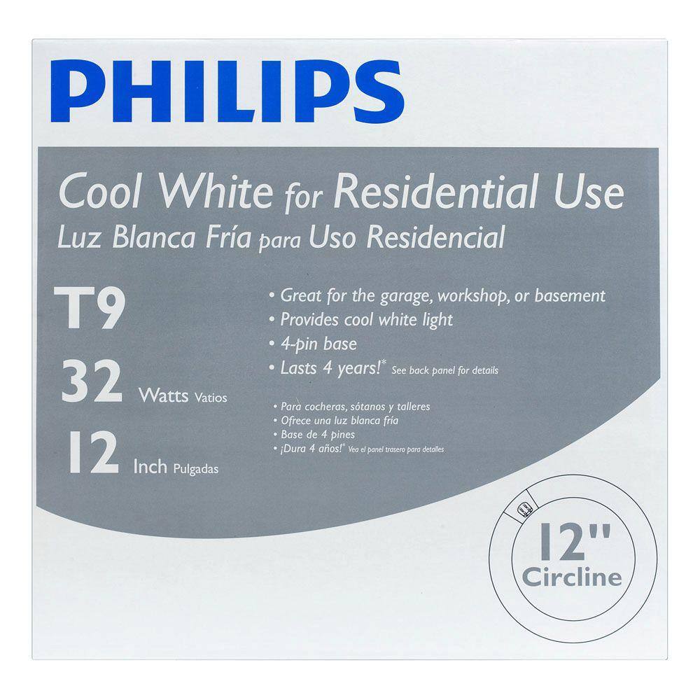 Philips 32-Watt 12 in. Linear T9 Fluorescent Tube Light Bulb Cool White (4100K) Circline (1-Pack) 391177