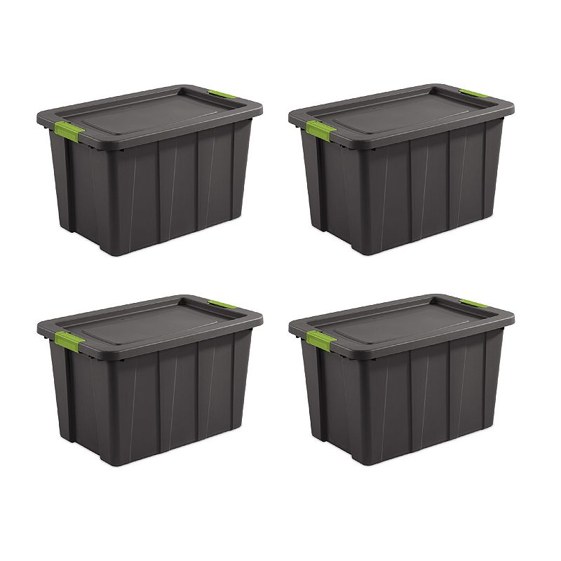 Sterilite Tuff1 Latching 30 Gal Plastic Storage Tote Container and Lid (4 Pack)