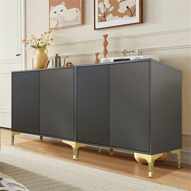 Modern Storage Cabinet with 2 Doors  Sideboard Buffet Cabinet with Gold Metal Legs  Accent Entryway Table