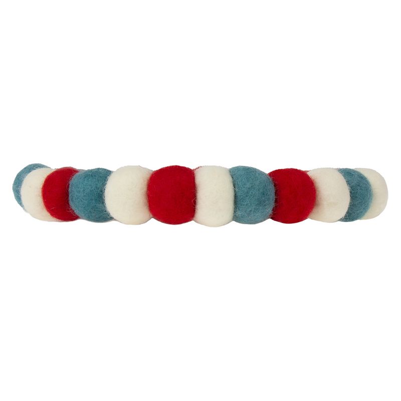 Global Crafts Handmade Felt Kai Red and Blue Felt Ball Trivet