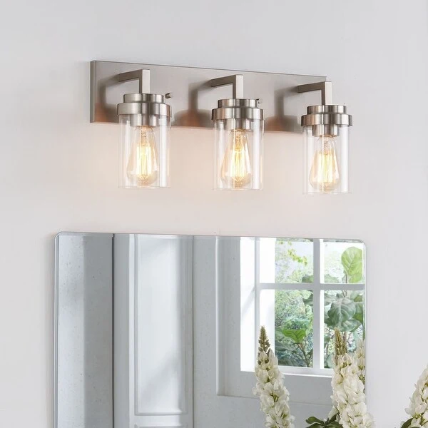 KAWOTI 3 Light Bathroom Vanity Light with Clear Glass Shade