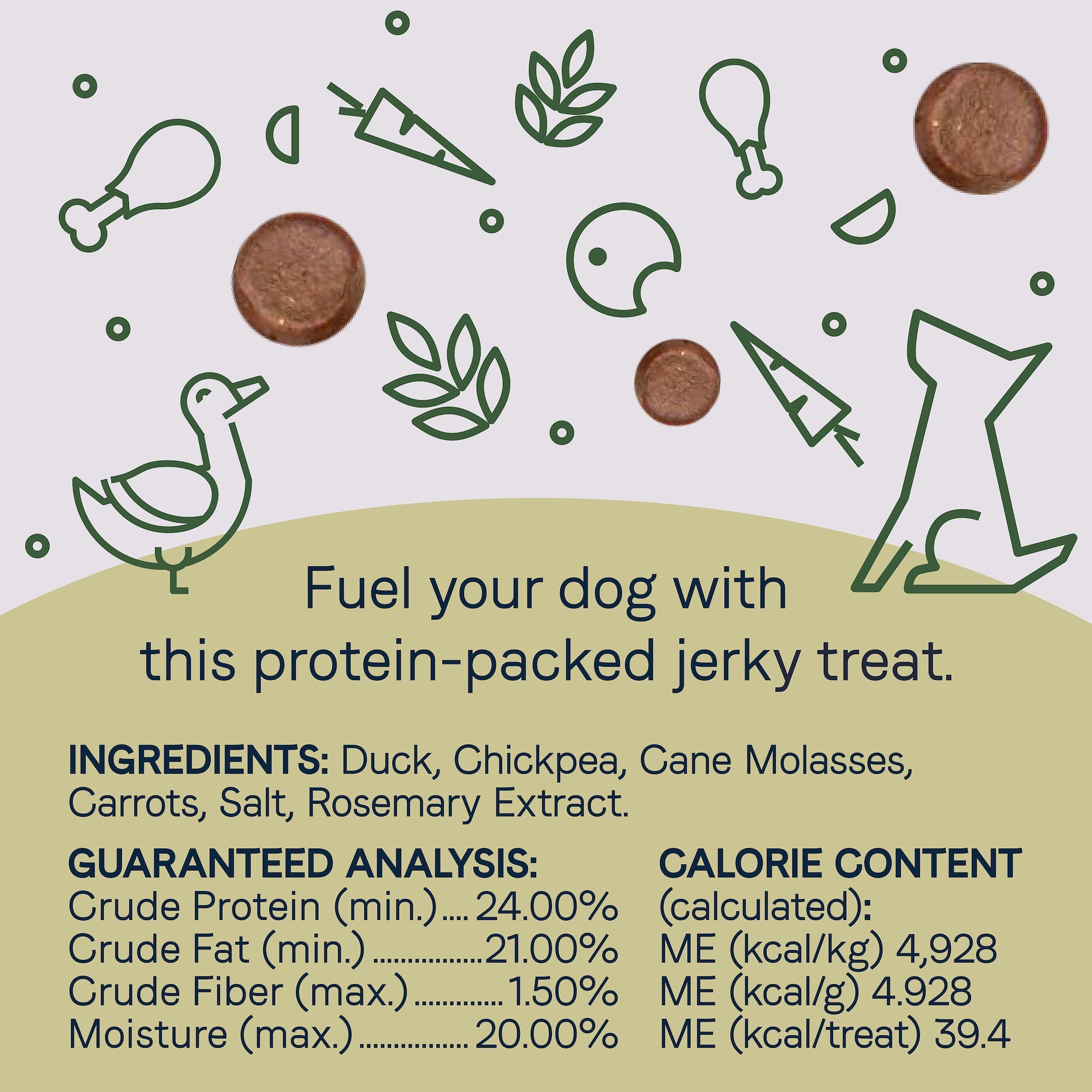 CANIDAE Sustain Duck amp; Carrot Jerky Dog Treats， 4 oz.