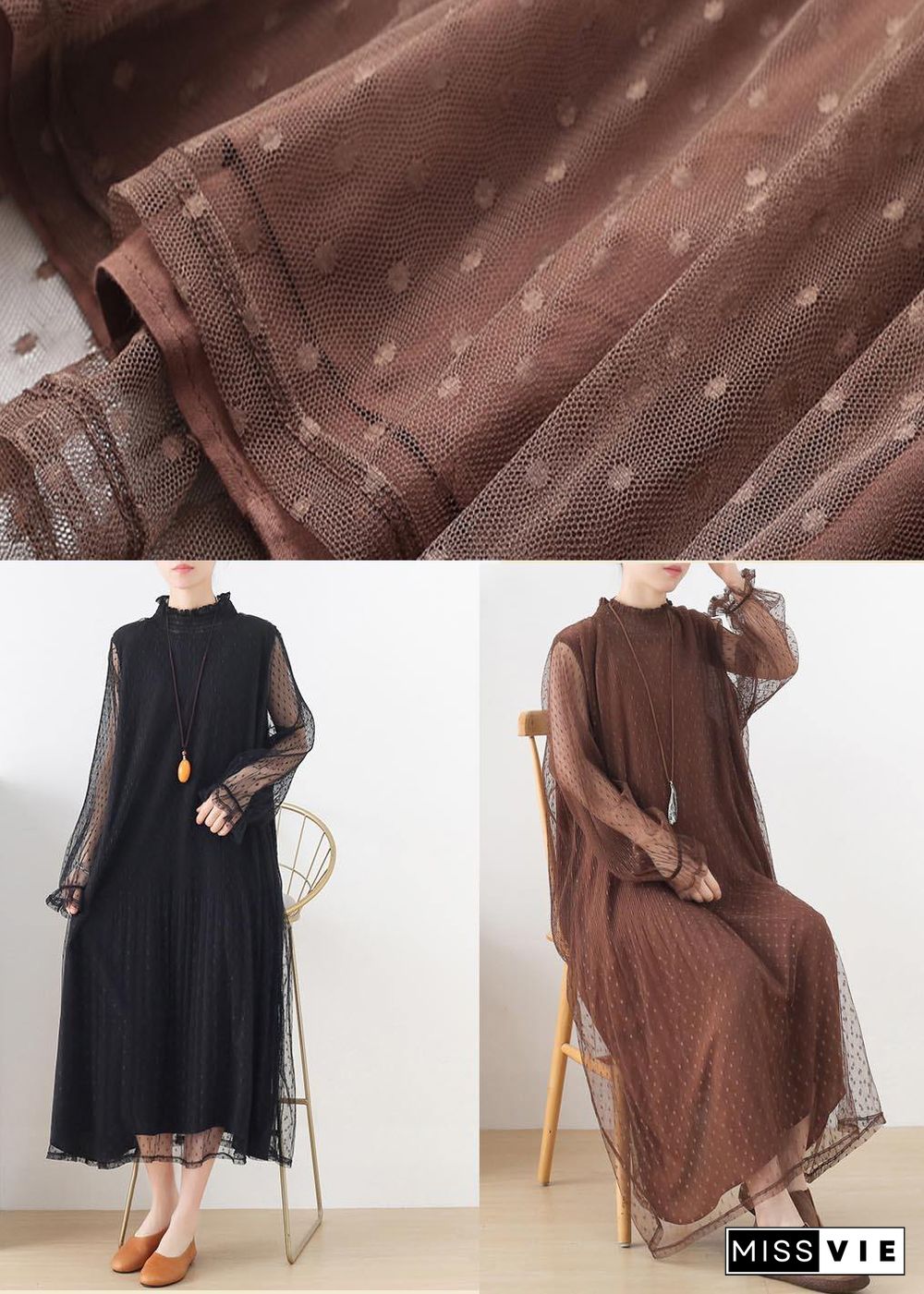 Modern Chocolate Patchwork Holiday Summer Chiffon Dress