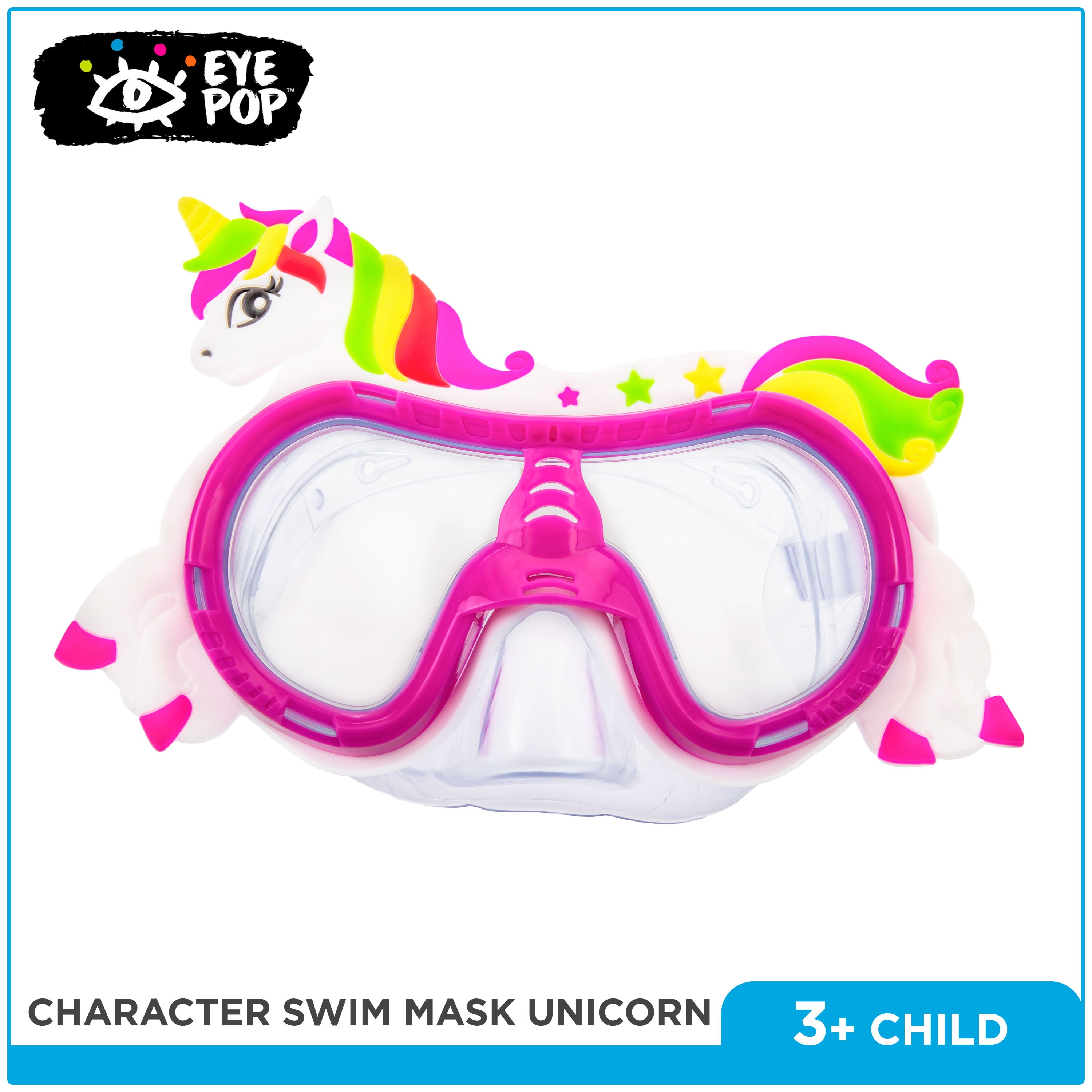 Eye Pop Pink Kids Swim Goggles, Ages 4 Years and Up, Unicorn Character