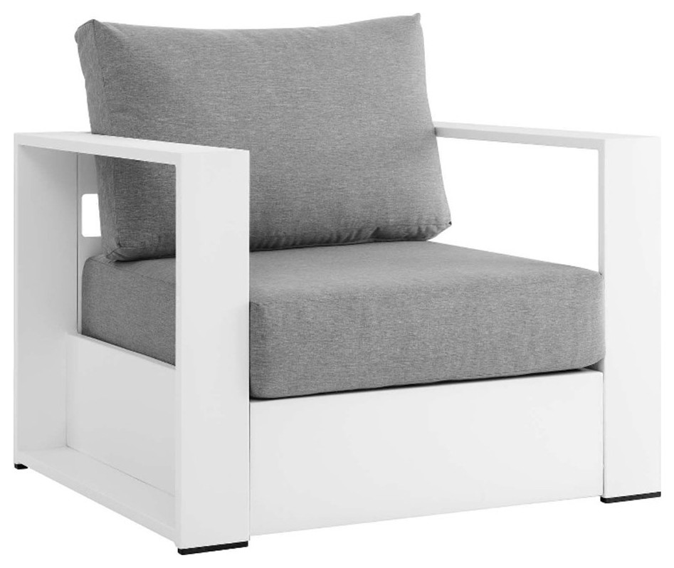 Modway Tahoe Modern Fabric/Aluminum Outdoor Armchair in White/Gray   Contemporary   Outdoor Lounge Chairs   by Homesquare  Houzz