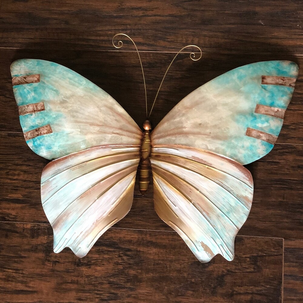 Butterfly Wall Decor Pearl And Soft Aqua (m2004)   1 x 18 x 13